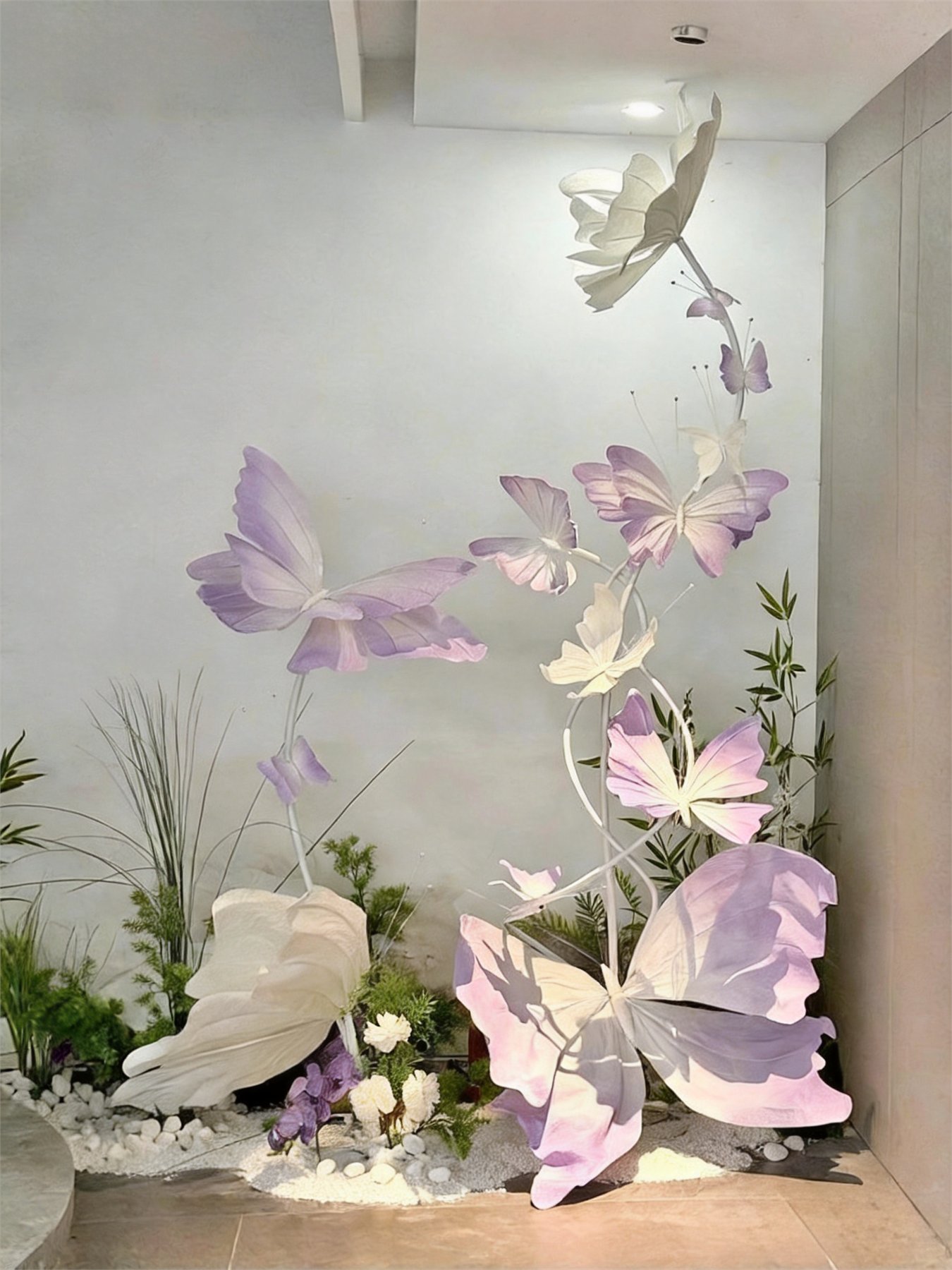 Purple and White Butterfly Installation
